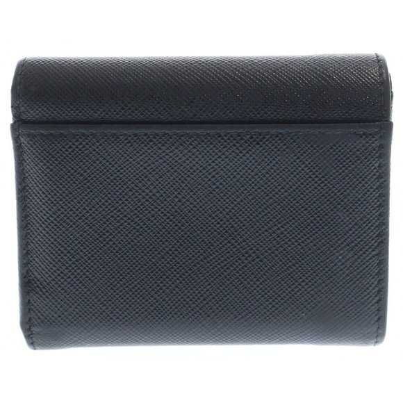 Prada Leather Black TRIANGOLO Triangle Wallet SAFFIANO - Picture 1 of 5